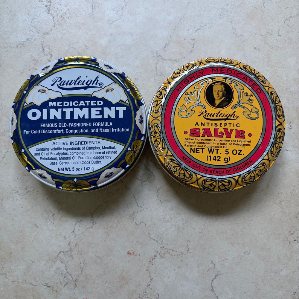 Rawleigh Medicated Ointment & Antiseptic Salve 5oz Tins Camphor Menthol